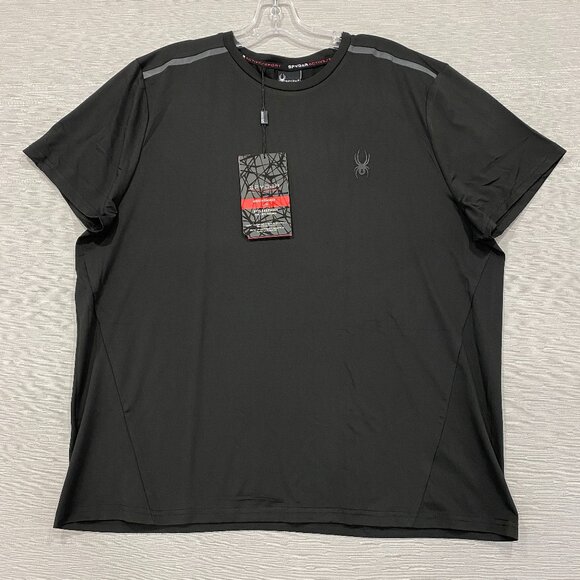 SPYDER Black T Shirt Mens Large Quick Dry Perforated Lightweight Short Sleeve - Picture 1 of 12